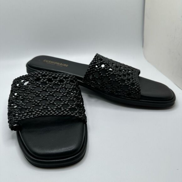 CUSHIONAIRE Women's basket weave slide sandal +Memory Foam 9 WIDE BLACK - Picture 6 of 7